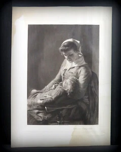 Mother And Sleeping Child, 1895 Original Goupil Photogravure antique art print - Picture 1 of 3