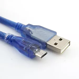 1FT USB 2.0 Type A Male to Micro USB B 5 Pin Male Plug Data Adapter Cable Blue - Picture 1 of 7