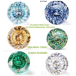 Portuguese Cut Round Moissanite Multi Color VVS1 GRA Handmade Loose Gems - Picture 1 of 26