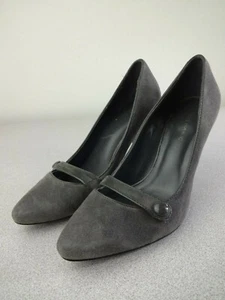 Banana Republic Gray Suede Peep Toe Slip On Heels Womens Size 6 - Picture 1 of 9