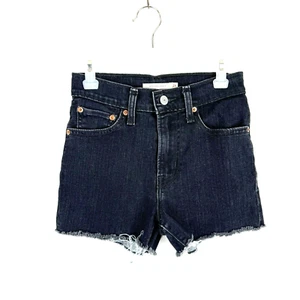 Levi's High Rise Jeans Shorts Womens Size 24 Black Denim Cutoff - Picture 1 of 17