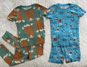 Lot of 2 - Boys 2 Piece Pajama Sets (4 pc.), Size 7, Monkey & pirates - Picture 1 of 3