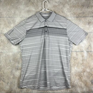 Galvin Green Polo Shirt Adult 2XLarge 2XL Gray Striped Short Sleeve Pullover - Picture 1 of 10