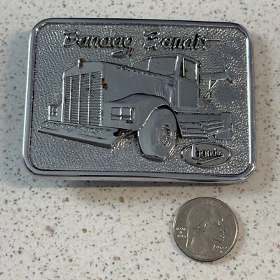 Vintage Bandag Bandit Kenworth Tyrone Malone Diesel Race Silver Tone Belt Buckle - Image 1 of 4