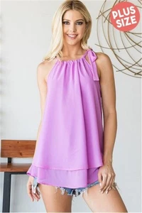 PURPLE Tank Top SIZE 3X 3XL Womens Plus LAVENDER High Neck SLEEVELESS Blouse - Picture 1 of 3
