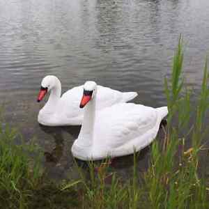 The Pond Guy Floating Swan Decoy Pair, Realistic Swimming Sculpture, Deterrent