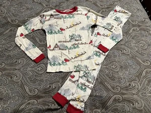Pottery Barn Kids Christmas Pajamas Santa PJs 2 piece Size 12 Snug Holiday - Picture 1 of 7