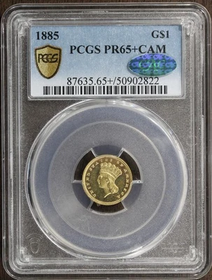 1885 (PR65+ Cameo CAC) Proof Indian Princess Gold Dollar G$1 PCGS - Image 1 of 2