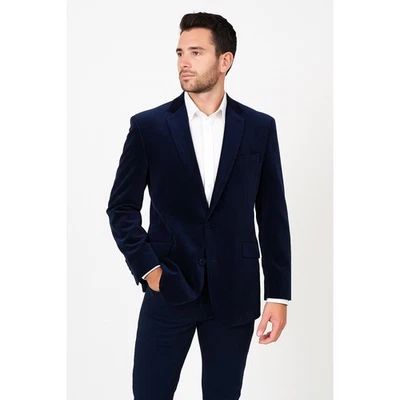 Blazer Samuel Windsor Azul Marino Terciopelo Traje Chaqueta Festivo 48R Regular Elegante Foto 1 de 4