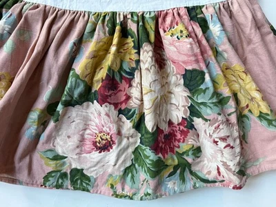 RARE Ralph Lauren CYNTHIA *KING Bed SKIRT Dust Ruffle Pink FLORAL Flowers Shabby - Image 1 of 4