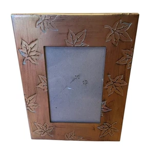 Vintage Metal Picture Frame Leaves Fall Cooper Color 4x6 in - Picture 1 of 4
