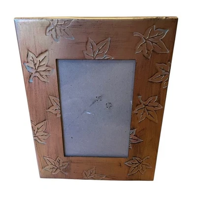 Vintage Metal Picture Frame Leaves Fall Cooper Color 4x6 in - Image 1 of 4