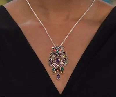 Nicky Butler 925 Sterling Silver Designer Owl Pendant Brooch Pin Necklace NB 🦉 - Image 1 of 4