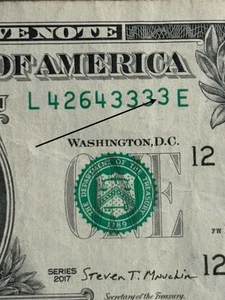 2017 San Francisco $1 Bill Quad Solid 3333’s Gas Pump Error High Ending 3 Note - Picture 1 of 3
