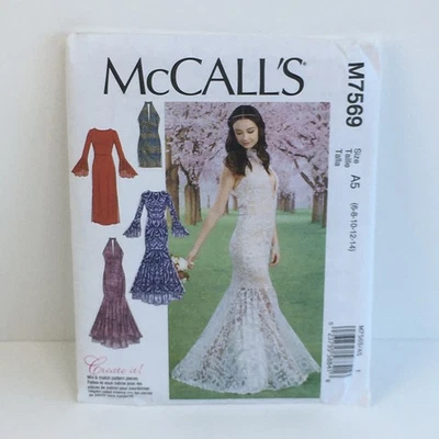 Dress Close Fit Bodice Halter Mermaid Flounce Size 6-14 UNCUT Pattern m7569 - Image 1 of 2