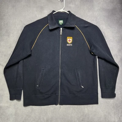 Chaqueta polar con cremallera completa Roots Canada 2XL azul marino para hombre atlética logotipo atlético de EE. UU. Foto 1 de 4