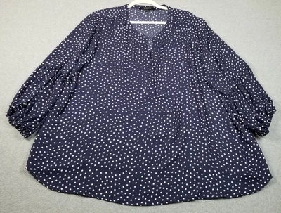 Blusa ligera 19 COOPER Top para mujer 3X Plus azul blanco lunares mangas 3/4 Foto 1 de 4