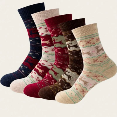 5 pares de calcetines para mujer gruesos forrados de lana suaves y acogedores calcetines para otoño/invierno Foto 1 de 4