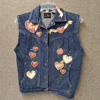 Серебряный единорог Jean жилет женщины размер средний сердца цветы заказ уникальный весело - Изображение 1 из 4