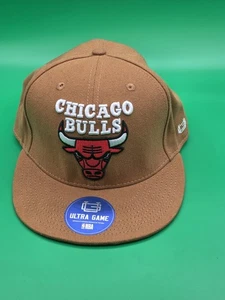 Chicago Bulls Canvas Flat Brim Hat Ultra Game Snapback Brown OSFM NBA - Picture 1 of 7