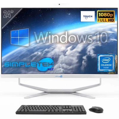 PC All IN One Aio 24 " Windows 10 8GB 120GB Touchscreen G1820T Fixed Webcam 2K - Image 1 of 4