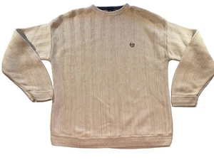 Chaps Ralph Lauren Men’s Sweater M Hand Framed Cotton Crew Neck Pullover Beige - Picture 1 of 12