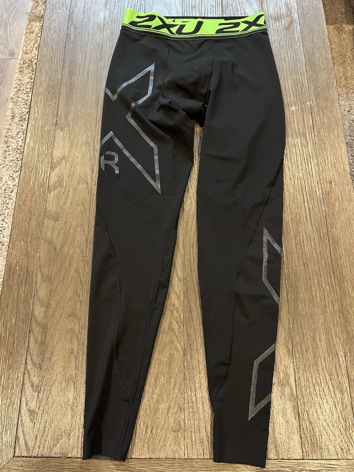 Pantalones de compresión para hombre 2XU medias de spandex negro verde grande Foto 1 de 2