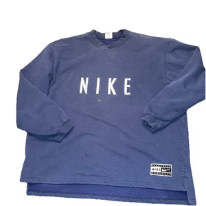 VINTAGE Nike girocollo uomo XL blu anni 90 swoosh invecchiato - Foto 1 di 6