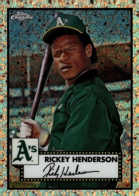 2021 Topps Chrome Platinum Anniversary Rose Gold Diamond Rickey Henderson /75 - Image 1 of 2