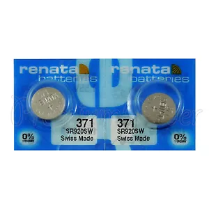 2x Orologio Renata 371 Batterie Ossido Argento 1,55V SR920SW SR69 - Foto 1 di 1