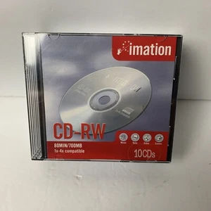 IMATION CD-RW 10 CDs 700 MB 80 MIN 1X-4X COMPATIBLE REWRITABLE NEW & SEALED - Picture 1 of 3