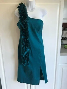 Sexy Vestido de Alta Costura Romeo y Julieta Talla Mediana Verde azulado Un Hombro Floral Brillante - Imagen 1 de 9
