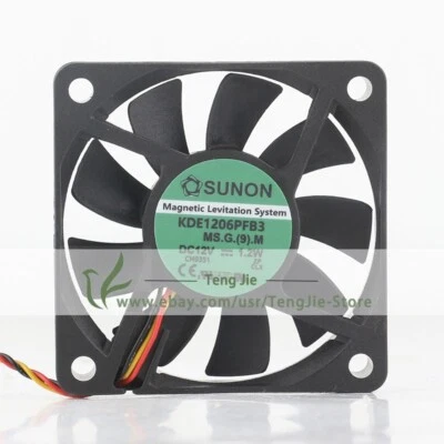Sunon KDE1206PFV3 DC12V 0.10A 1.2W 60x60x10 6CM 3Wire Axial Original Cooling Fan - Image 1 of 4
