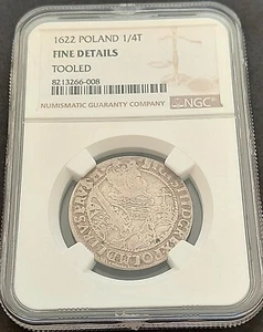 1622 Poland 1/4 T, NGC Fine details , nice silver coin # 1952, 63-05 - Picture 1 of 4