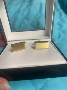 Geoffrey Beene Cufflinks Mens Gold Silver Flat Dress Tagged $35 - Picture 1 of 9