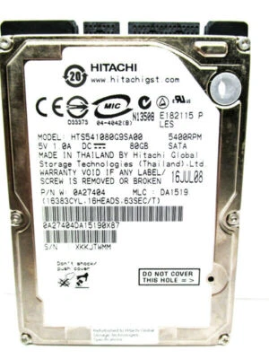 Hitachi 80GB HTS541080G9SA00 SATA 0A27404 Laptop DA1519 Hard Drive WIPED&TESTED! - Image 1 of 2