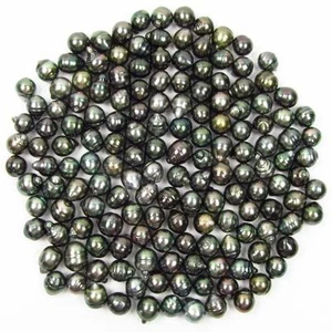 10 piezas 9-10 mm barroco suelto tahitiano negro/verde perla sin perforar - Imagen 1 de 2