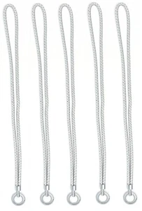 Bulk 5er-Pack silber geflochtenes Leder-Schlüsselband mit doppeltem Schlüsselring Made in USA - Bild 1 von 5