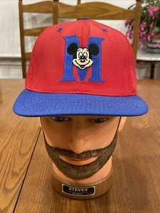 VTG 1980s Mickey Mouse M Logo RED BLUE Snapback Cap Goofy's Hat Co. Made in USA - Picture 1 of 19