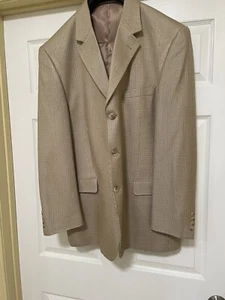 Andrew Fezza Men's 100% Silk Fusion 3-Button Beige Blazer 46 R - Picture 1 of 9