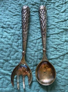 Handgefertigte versilberte Salatzange mit weißen Schmucksteinen - Bild 1 von 12