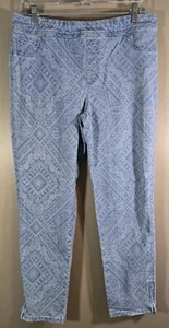 Chico's Perfect Stretch Girlfriend Slim Leg Ankle Paisley Blue Pants, Size 0.5 - Picture 1 of 11