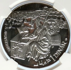 1969 TUNISIA History SAINT AUGUSTINE Vintage Proof Silver Dinar Coin NGC i105686 - Picture 1 of 5