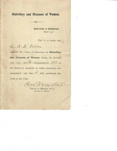 March 1931 University of Edinburgh Certificiate - Midwifery & Diseases of Women - Picture 1 of 1
