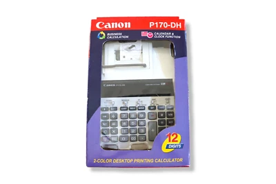 Canon P170-DH 2-Color 12-Digit Desktop Printing Calculator Calendar Clock Func - Image 1 of 4