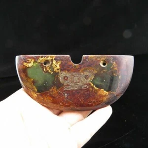 Ancient Chinese Liangzhu Jade Taotie & Two Dragons. Ritual Amulet w/Translation - Picture 1 of 5