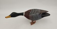 The Duck Shop Solid Wood Hand Painted Duck Decoy Signed Bob Cook 13" Long 