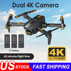 1xNew RC Drone With 4K HD Dual Camera WiFi FPV Foldable Quadcopter w/ 3 Battery