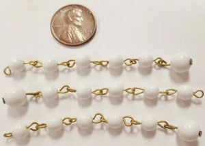 6 EXTENSORES/BORLAS DE CADENA DE 3" ESLABÓN DE CUENTAS REDONDAS DE ACRÍLICO BLANCO DE COLECCIÓN N165 - Imagen 1 de 4