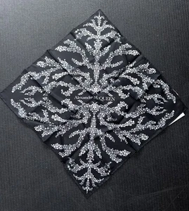 NEW ALEXANDER MCQUEEN Black CRYSTAL SPINE Print 100% SILK Bandana Small Scarf - Picture 1 of 10
